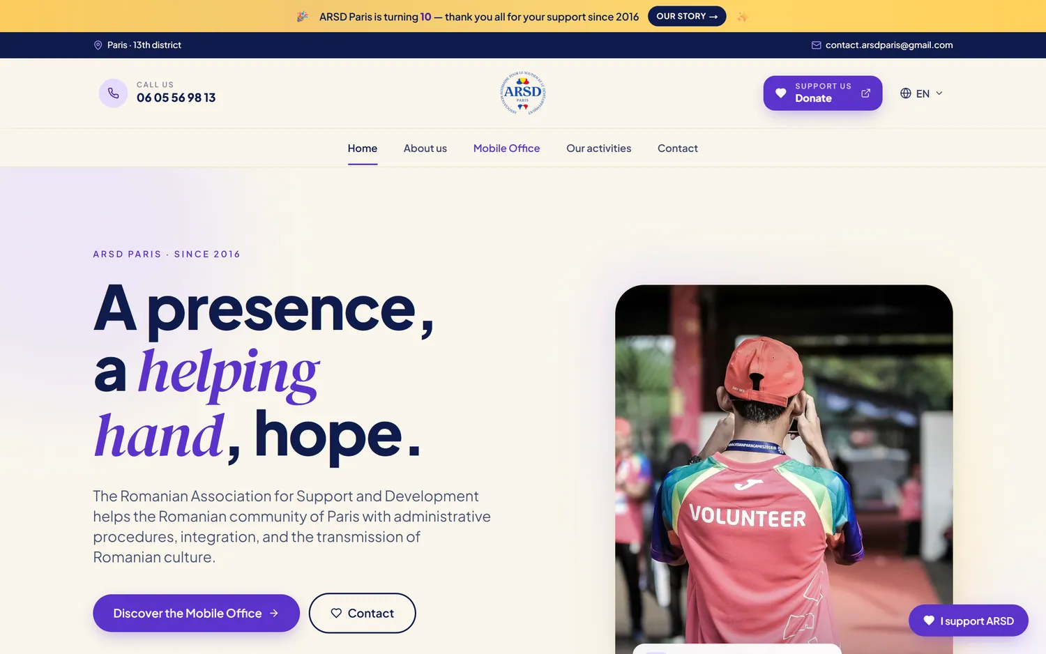 Site realizat pentru ARSD Paris